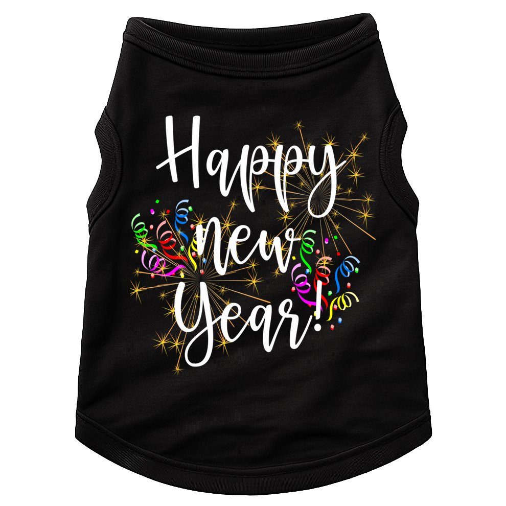 Happy New Year Day Eve Party Fireworks Confetti Costume Fun Long Sleeve TShirt Doggie Tank