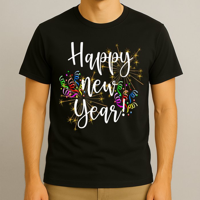 Happy New Year Day Eve Party Fireworks Confetti Costume Fun Long Sleeve TShirt T-Shirt