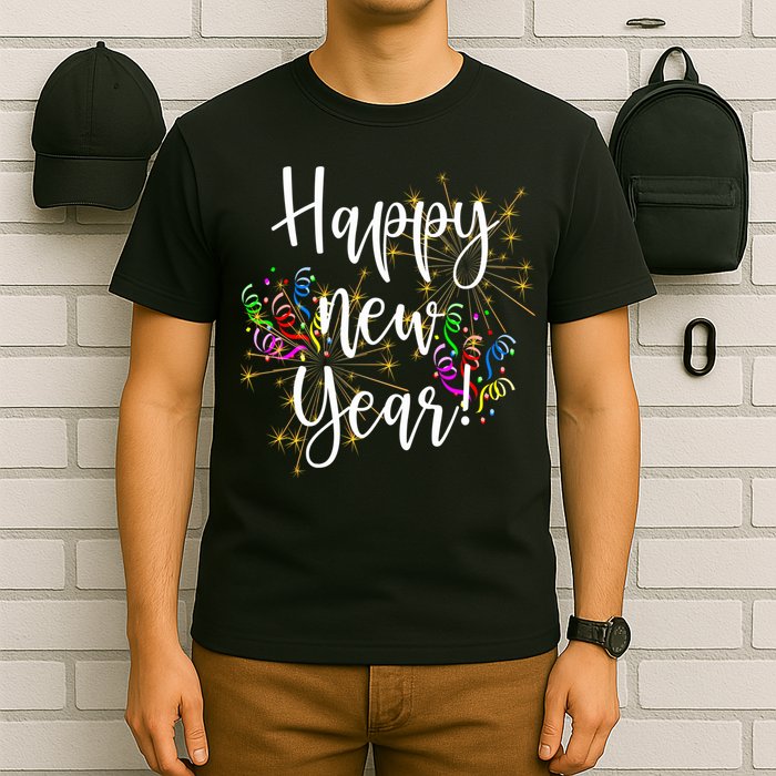 Happy New Year Day Eve Party Fireworks Confetti Costume Fun Long Sleeve TShirt T-Shirt