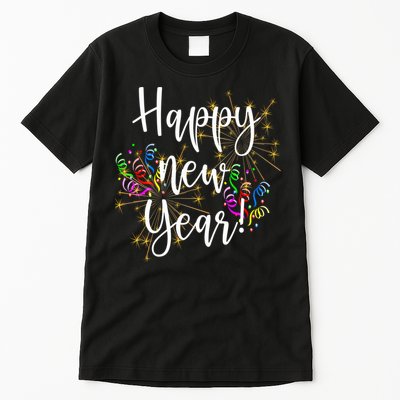 Happy New Year Day Eve Party Fireworks Confetti Costume Fun Long Sleeve TShirt Tall T-Shirt
