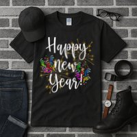 Happy New Year Day Eve Party Fireworks Confetti Costume Fun Long Sleeve TShirt Tall T-Shirt