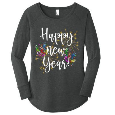 Happy New Year Day Eve Party Fireworks Confetti Costume Fun Long Sleeve TShirt Women's Perfect Tri Tunic Long Sleeve Shirt