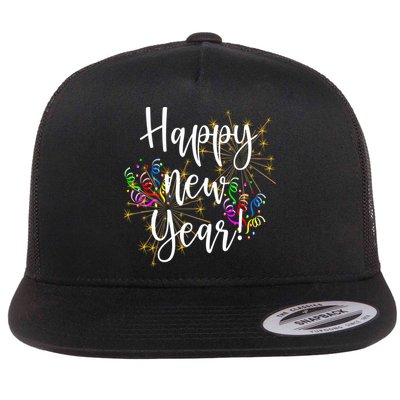 Happy New Year Day Eve Party Fireworks Confetti Costume Fun Long Sleeve TShirt Flatbill Hat