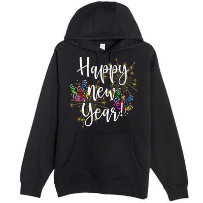 Happy New Year Day Eve Party Fireworks Confetti Costume Fun Long Sleeve TShirt Premium Pullover Hoodie