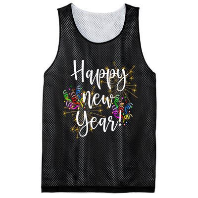 Happy New Year Day Eve Party Fireworks Confetti Costume Fun Long Sleeve TShirt Mesh Reversible Basketball Jersey Tank