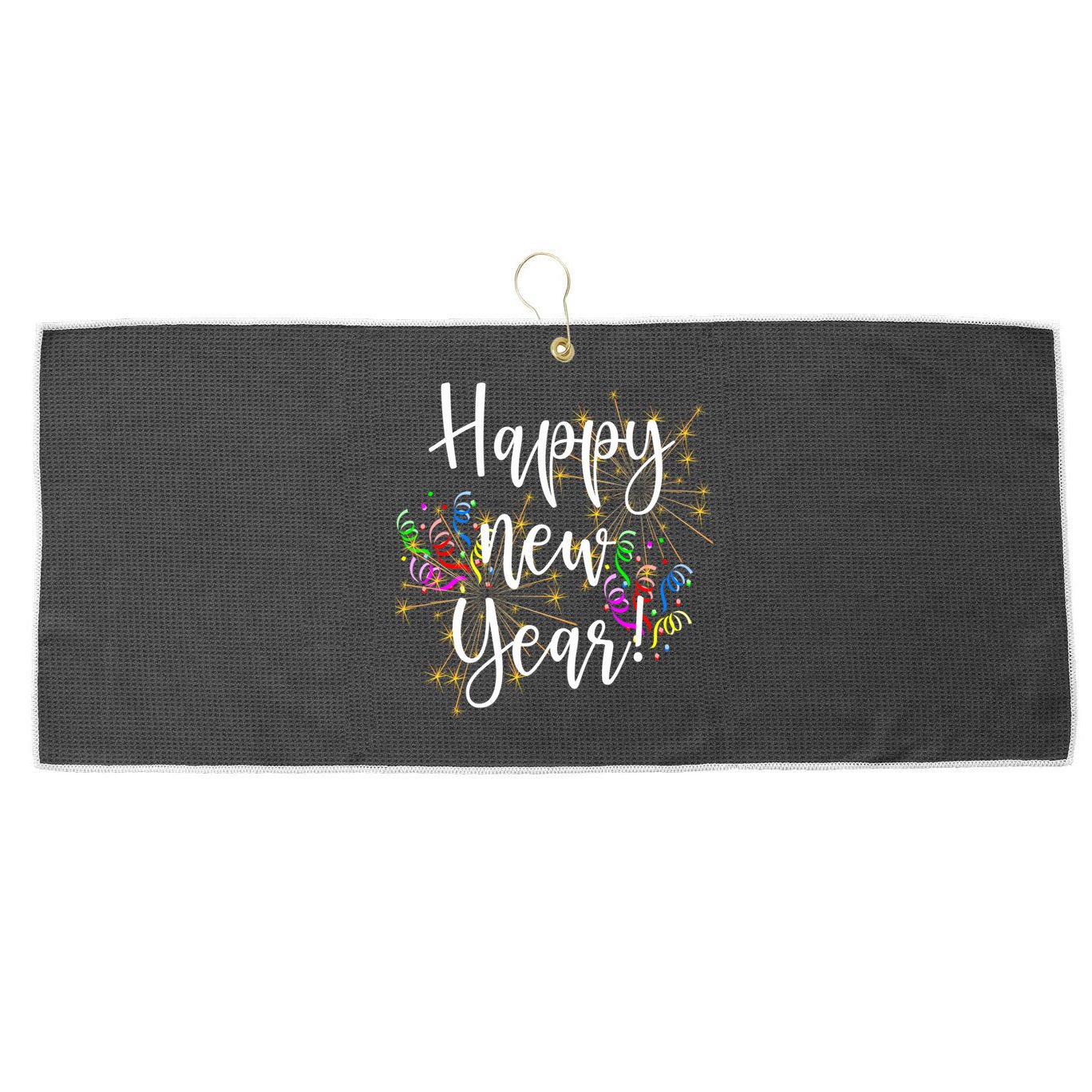 Happy New Year Day Eve Party Fireworks Confetti Costume Fun Long Sleeve TShirt Large Microfiber Waffle Golf Towel