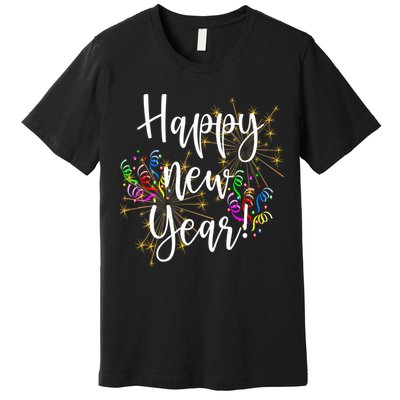 Happy New Year Day Eve Party Fireworks Confetti Costume Fun Long Sleeve TShirt Premium T-Shirt