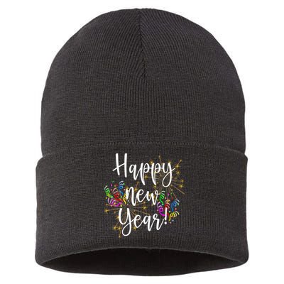 Happy New Year Day Eve Party Fireworks Confetti Costume Fun Long Sleeve TShirt Sustainable Knit Beanie