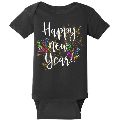 Happy New Year Day Eve Party Fireworks Confetti Costume Fun Long Sleeve TShirt Baby Bodysuit