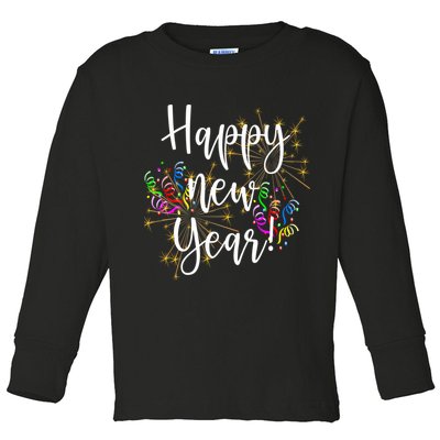 Happy New Year Day Eve Party Fireworks Confetti Costume Fun Long Sleeve TShirt Toddler Long Sleeve Shirt
