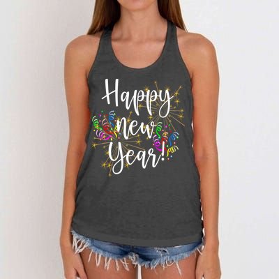Happy New Year Day Eve Party Fireworks Confetti Costume Fun Long Sleeve TShirt Women's Knotted Racerback Tank