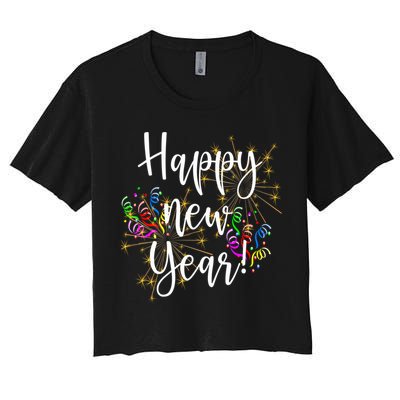 Happy New Year Day Eve Party Fireworks Confetti Costume Fun Long Sleeve TShirt Crop Top