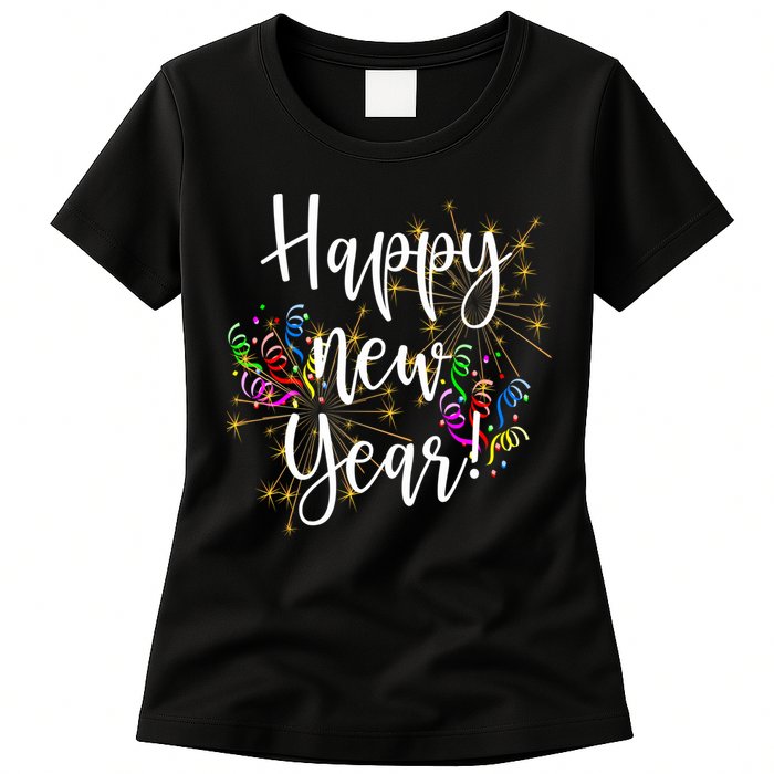 Happy New Year Day Eve Party Fireworks Confetti Costume Fun Long Sleeve TShirt Womens T-Shirt