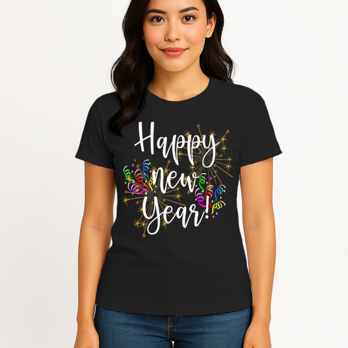 Happy New Year Day Eve Party Fireworks Confetti Costume Fun Long Sleeve TShirt Womens T-Shirt