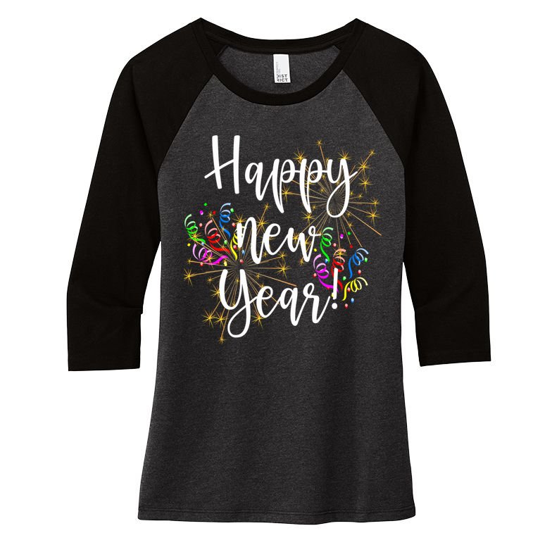 Happy New Year Day Eve Party Fireworks Confetti Costume Fun Long Sleeve TShirt Women's Tri-Blend 3/4-Sleeve Raglan Shirt