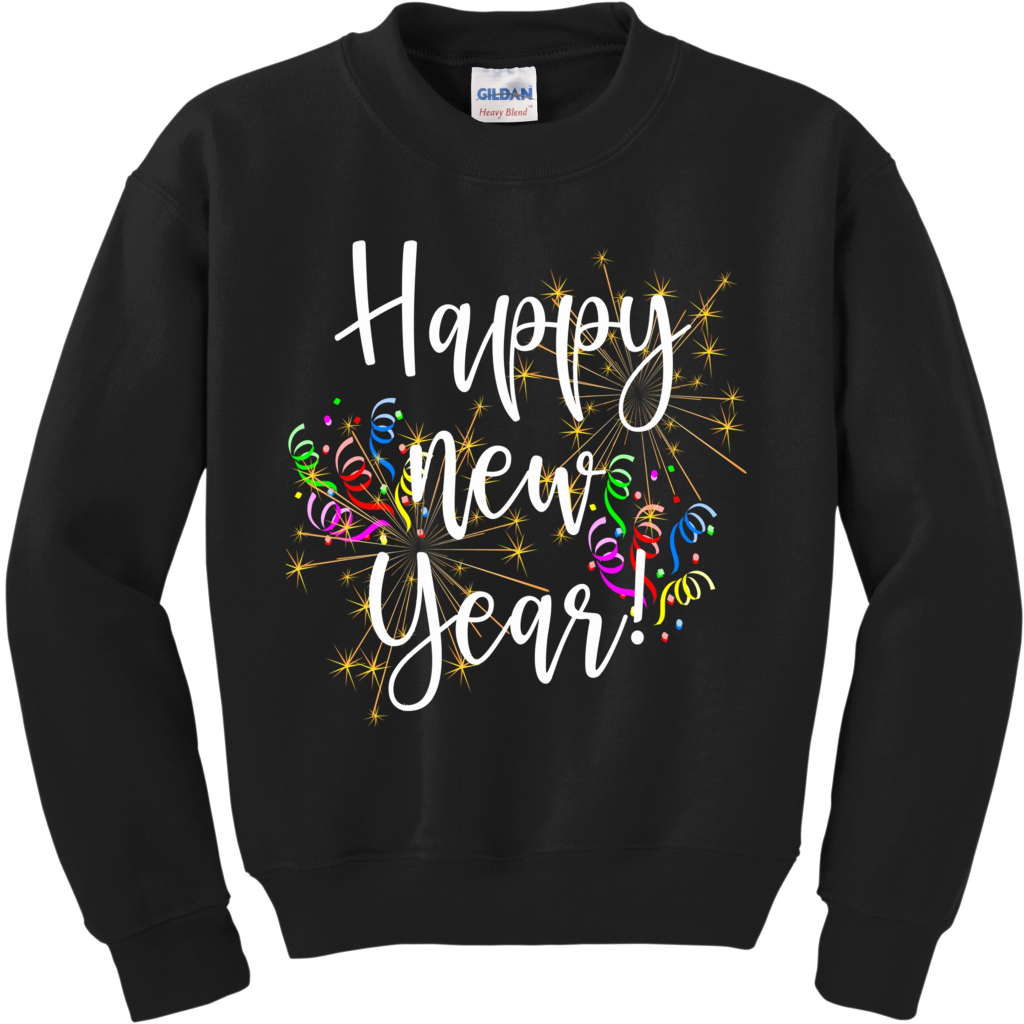 Happy New Year Day Eve Party Fireworks Confetti Costume Fun Long Sleeve TShirt Kids Sweatshirt