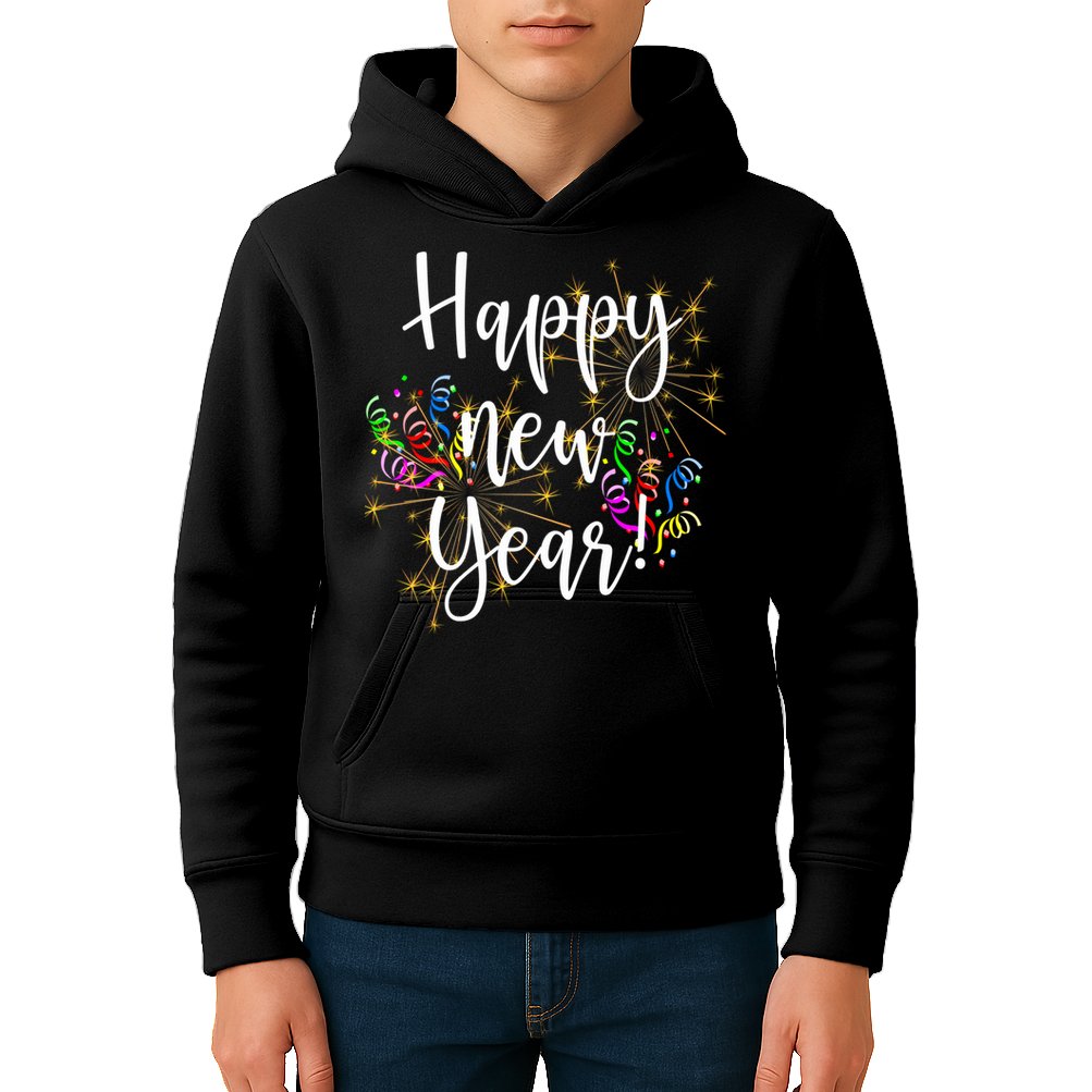 Happy New Year Day Eve Party Fireworks Confetti Costume Fun Long Sleeve TShirt Kids Hoodie