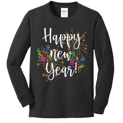 Happy New Year Day Eve Party Fireworks Confetti Costume Fun Long Sleeve TShirt Kids Long Sleeve Shirt