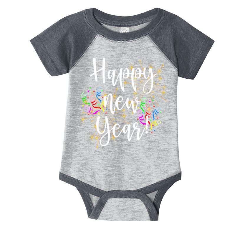 Happy New Year Day Eve Party Fireworks Confetti Costume Fun Long Sleeve TShirt Infant Baby Jersey Bodysuit