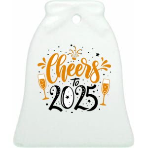 Happy New Year 2025 Celebration Ceramic Bell Ornament