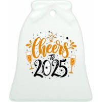 Happy New Year 2025 Celebration Ceramic Bell Ornament