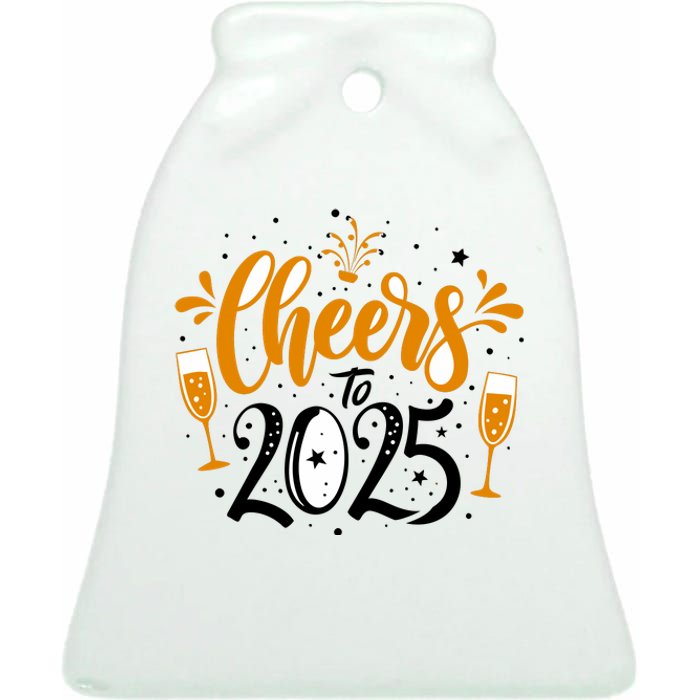 Happy New Year 2025 Celebration Ceramic Bell Ornament