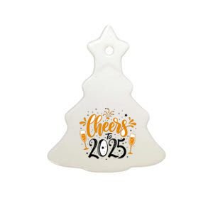 Happy New Year 2025 Celebration Ceramic Tree Ornament