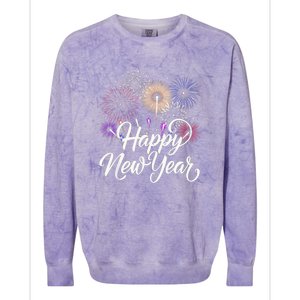 Happy New Year 2025 Fireworks New YearS Eve Party Countdown Colorblast Crewneck Sweatshirt