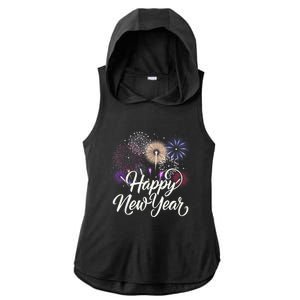 Happy New Year 2025 Fireworks New YearS Eve Party Countdown Ladies PosiCharge Tri-Blend Wicking Draft Hoodie Tank