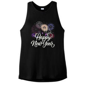 Happy New Year 2025 Fireworks New YearS Eve Party Countdown Ladies PosiCharge Tri-Blend Wicking Tank