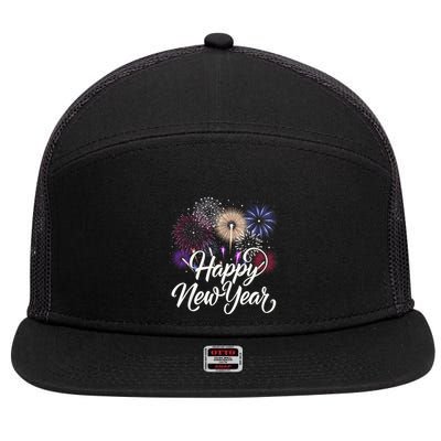 Happy New Year 2025 Fireworks New YearS Eve Party Countdown 7 Panel Mesh Trucker Snapback Hat