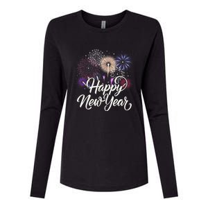 Happy New Year 2025 Fireworks New YearS Eve Party Countdown Womens Cotton Relaxed Long Sleeve T-Shirt