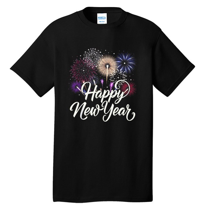 Happy New Year 2025 Fireworks New YearS Eve Party Countdown Tall T-Shirt