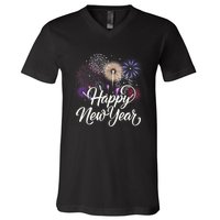 Happy New Year 2025 Fireworks New YearS Eve Party Countdown V-Neck T-Shirt