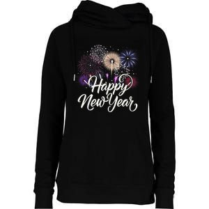 Happy New Year 2025 Fireworks New YearS Eve Party Countdown Womens Funnel Neck Pullover Hood