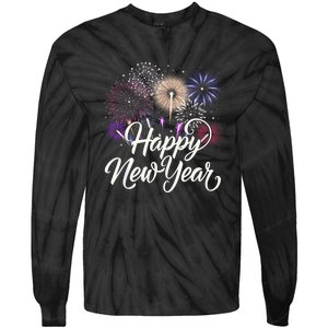 Happy New Year 2025 Fireworks New YearS Eve Party Countdown Tie-Dye Long Sleeve Shirt