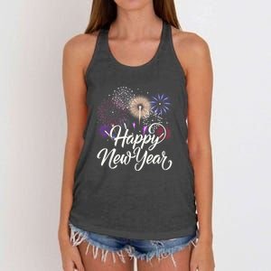 Happy New Year 2025 Fireworks New YearS Eve Party Countdown Women's Knotted Racerback Tank