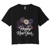 Happy New Year 2025 Fireworks New YearS Eve Party Countdown Women's Crop Top Tee