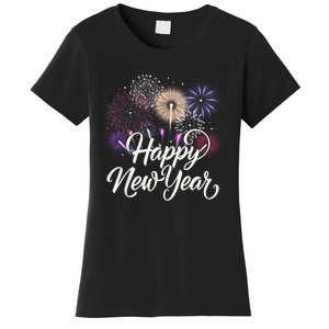 Happy New Year 2025 Fireworks New YearS Eve Party Countdown Women's T-Shirt