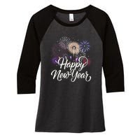 Happy New Year 2025 Fireworks New YearS Eve Party Countdown Women's Tri-Blend 3/4-Sleeve Raglan Shirt