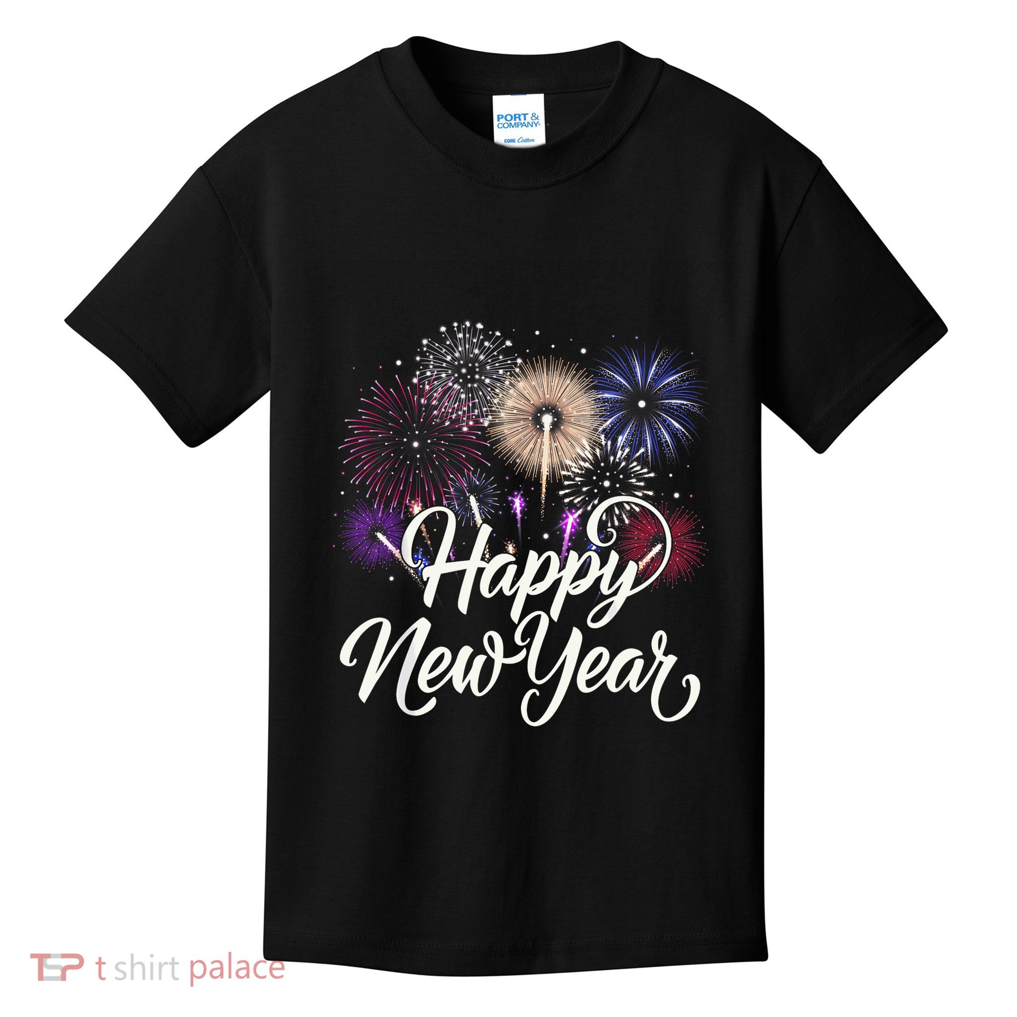 Happy New Year 2025 Fireworks New YearS Eve Party Countdown Kids T-Shirt