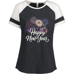 Happy New Year 2025 Fireworks New YearS Eve Party Countdown Enza Ladies Jersey Colorblock Tee