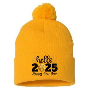 Happy New Year 2025 New Year Party Friends Family Adults Pom Pom 12in Knit Beanie