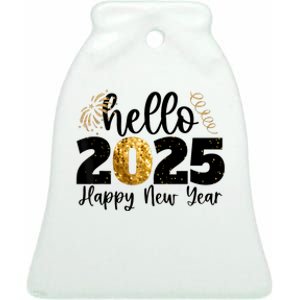 Happy New Year 2025 New Year Party Friends Family Adults Ceramic Bell Ornament