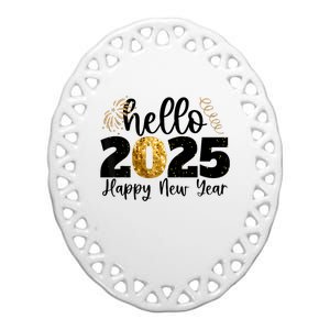 Happy New Year 2025 New Year Party Friends Family Adults Ceramic Oval Ornament