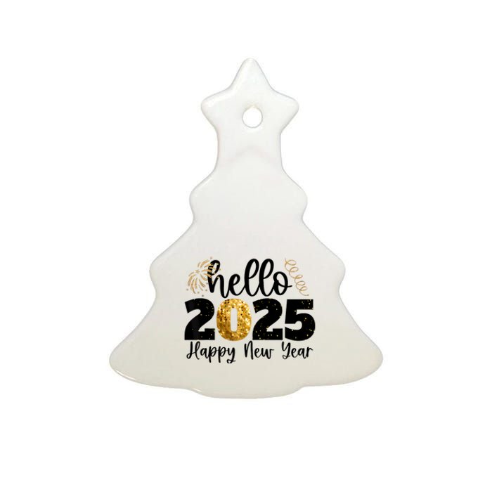 Happy New Year 2025 New Year Party Friends Family Adults Ceramic Tree Ornament