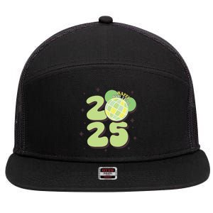 Happy New Year 2025 Matching Family 7 Panel Mesh Trucker Snapback Hat