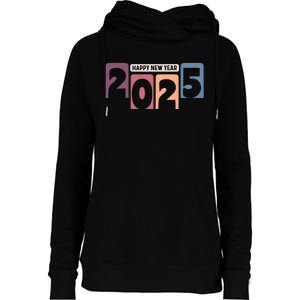 Happy New Year 2025 Celebration Graphic Womens Funnel Neck Pullover Hood