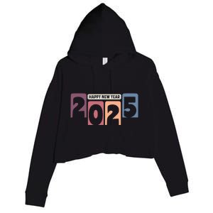 Happy New Year 2025 Celebration Graphic Crop Fleece Hoodie