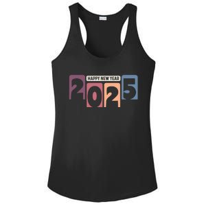 Happy New Year 2025 Celebration Graphic Ladies PosiCharge Competitor Racerback Tank